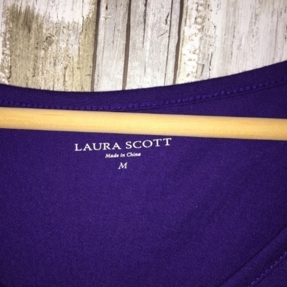 Laura Scott Purple Scottie V Neck Long Sleeve Tee - Picture 4 of 4